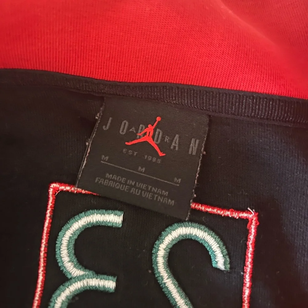 Jordan x Nina Chanel Abney Funnel Neck Top Sz M Nike Flight Red Black
